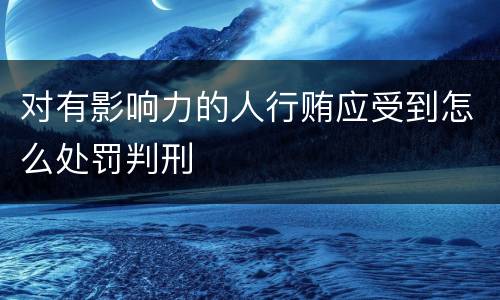 对有影响力的人行贿应受到怎么处罚判刑