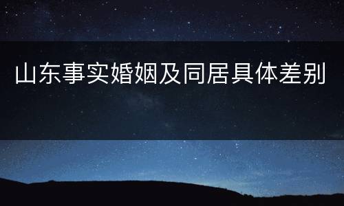 山东事实婚姻及同居具体差别