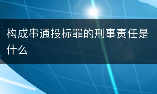 构成串通投标罪的刑事责任是什么