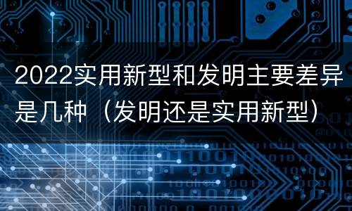2022实用新型和发明主要差异是几种（发明还是实用新型）