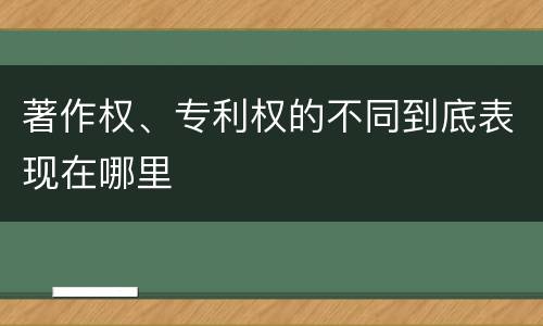 著作权、专利权的不同到底表现在哪里