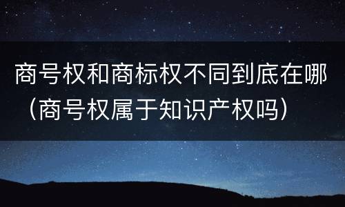 商号权和商标权不同到底在哪（商号权属于知识产权吗）