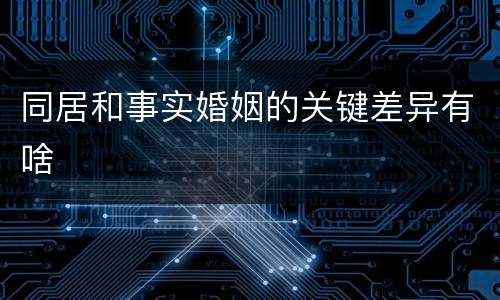 同居和事实婚姻的关键差异有啥