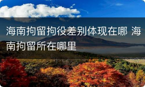 海南拘留拘役差别体现在哪 海南拘留所在哪里