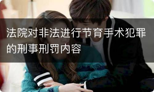 法院对非法进行节育手术犯罪的刑事刑罚内容