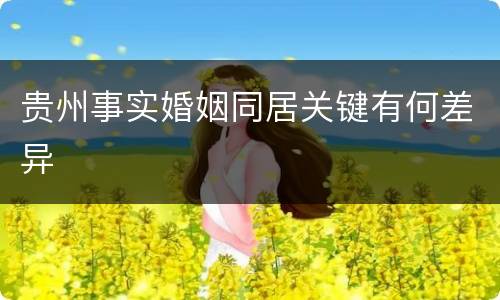 贵州事实婚姻同居关键有何差异