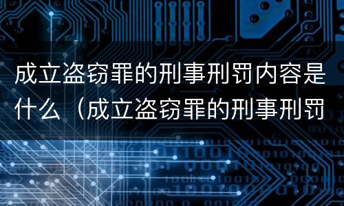 成立盗窃罪的刑事刑罚内容是什么（成立盗窃罪的刑事刑罚内容是什么意思）