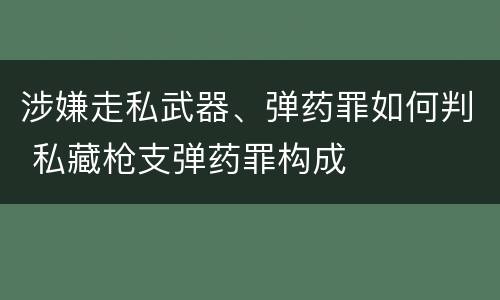 涉嫌走私武器、弹药罪如何判 私藏枪支弹药罪构成