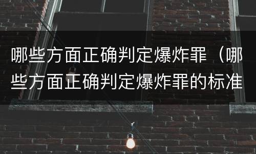 哪些方面正确判定爆炸罪（哪些方面正确判定爆炸罪的标准）