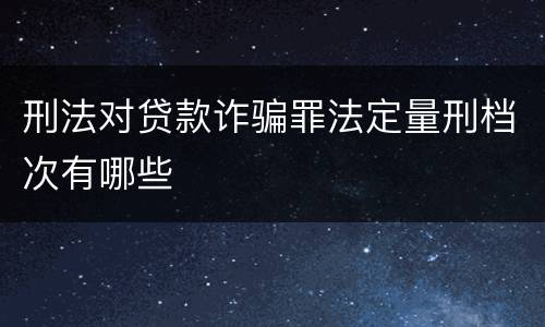 刑法对贷款诈骗罪法定量刑档次有哪些