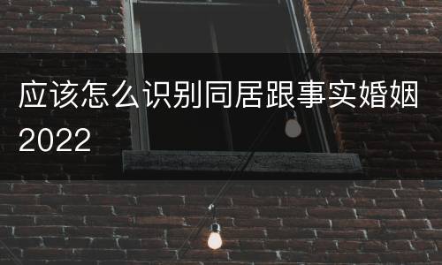 应该怎么识别同居跟事实婚姻2022