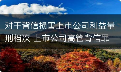 对于背信损害上市公司利益量刑档次 上市公司高管背信罪