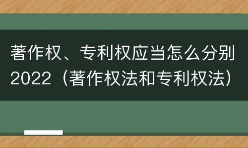 著作权、专利权应当怎么分别2022（著作权法和专利权法）