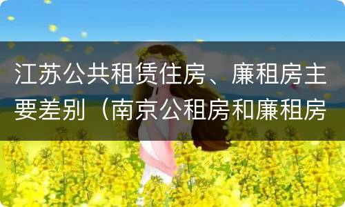 江苏公共租赁住房、廉租房主要差别（南京公租房和廉租房的区别）