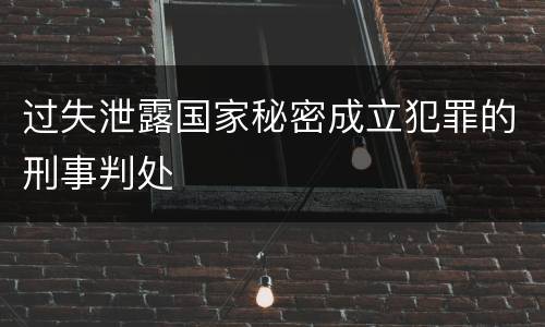 过失泄露国家秘密成立犯罪的刑事判处