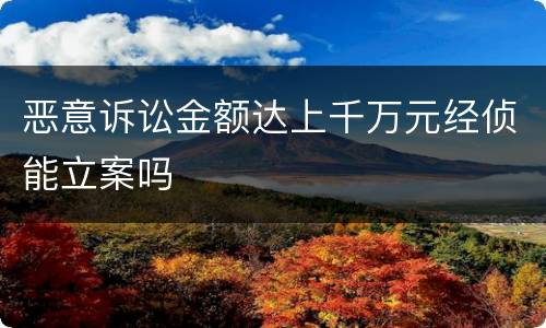 恶意诉讼金额达上千万元经侦能立案吗