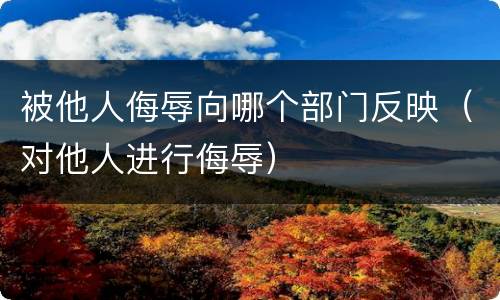 被他人侮辱向哪个部门反映（对他人进行侮辱）