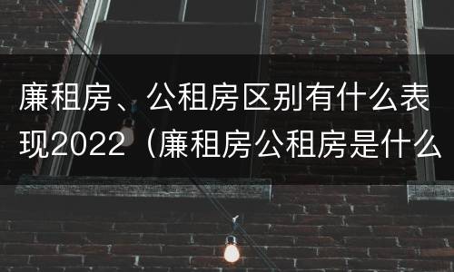 廉租房、公租房区别有什么表现2022（廉租房公租房是什么意思）