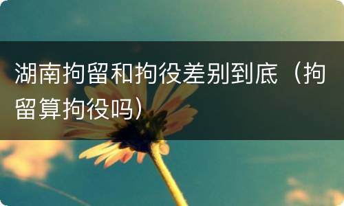 湖南拘留和拘役差别到底（拘留算拘役吗）