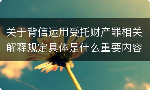 关于背信运用受托财产罪相关解释规定具体是什么重要内容