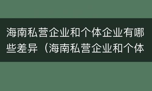 海南私营企业和个体企业有哪些差异（海南私营企业和个体企业有哪些差异呢）