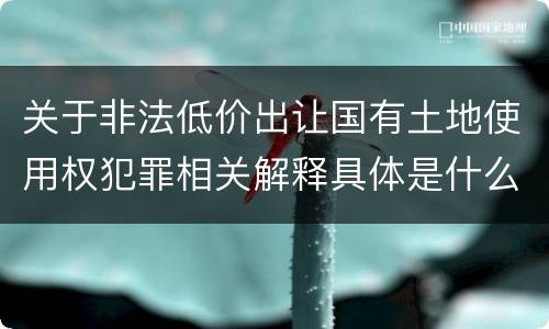 关于非法低价出让国有土地使用权犯罪相关解释具体是什么重要规定