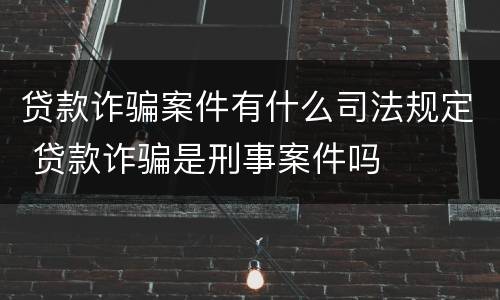 贷款诈骗案件有什么司法规定 贷款诈骗是刑事案件吗