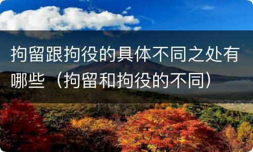 拘留跟拘役的具体不同之处有哪些（拘留和拘役的不同）