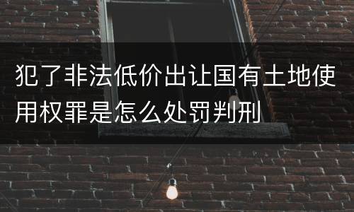 犯了非法低价出让国有土地使用权罪是怎么处罚判刑