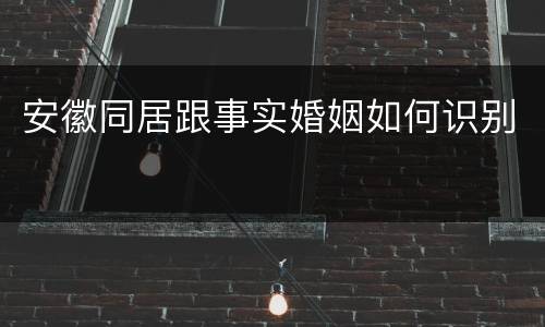 安徽同居跟事实婚姻如何识别