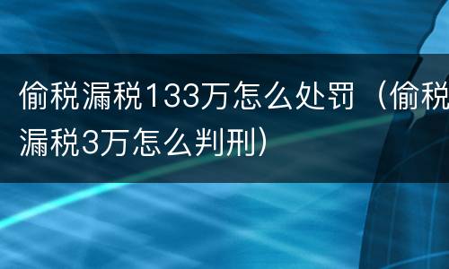 偷税漏税133万怎么处罚（偷税漏税3万怎么判刑）