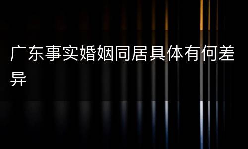 广东事实婚姻同居具体有何差异