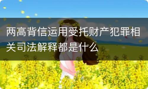 两高背信运用受托财产犯罪相关司法解释都是什么