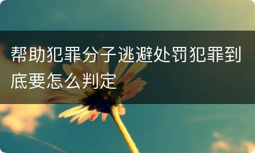 帮助犯罪分子逃避处罚犯罪到底要怎么判定