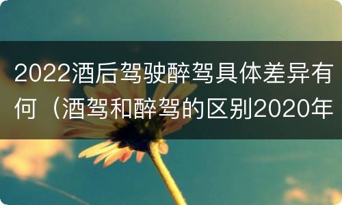 2022酒后驾驶醉驾具体差异有何（酒驾和醉驾的区别2020年）