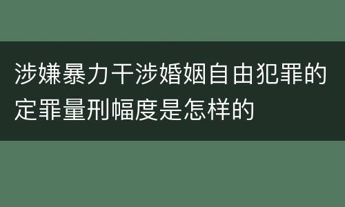 涉嫌暴力干涉婚姻自由犯罪的定罪量刑幅度是怎样的
