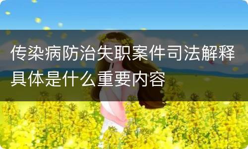 传染病防治失职案件司法解释具体是什么重要内容