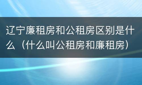 辽宁廉租房和公租房区别是什么（什么叫公租房和廉租房）