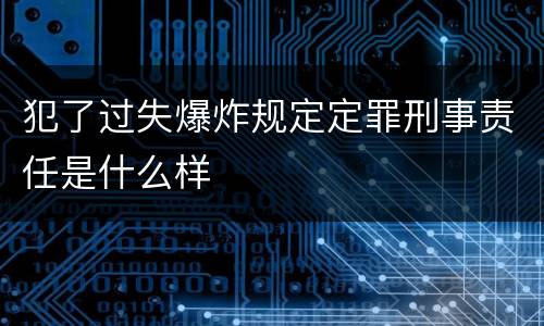 犯了过失爆炸规定定罪刑事责任是什么样