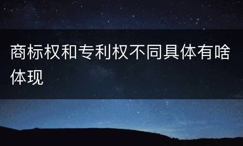商标权和专利权不同具体有啥体现