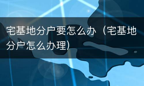 宅基地分户要怎么办（宅基地分户怎么办理）