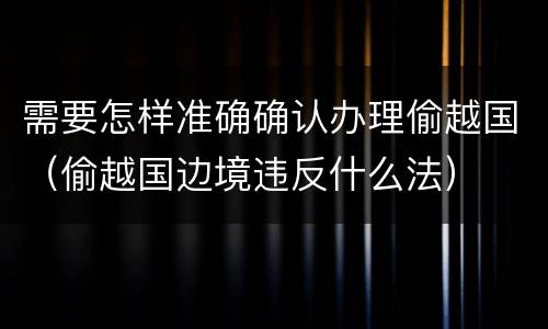 需要怎样准确确认办理偷越国（偷越国边境违反什么法）
