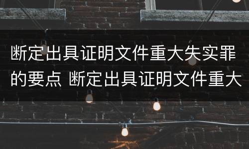 断定出具证明文件重大失实罪的要点 断定出具证明文件重大失实罪的要点是什么