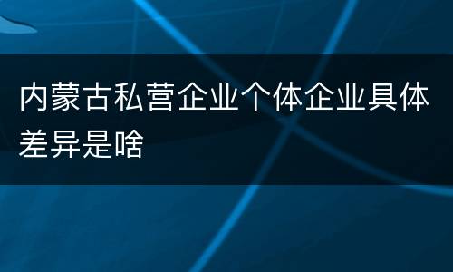 内蒙古私营企业个体企业具体差异是啥