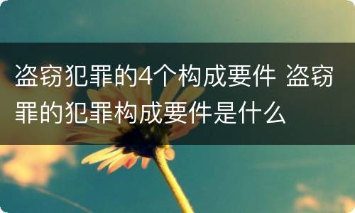 盗窃犯罪的4个构成要件 盗窃罪的犯罪构成要件是什么