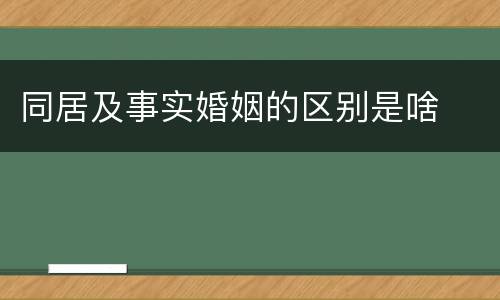 同居及事实婚姻的区别是啥