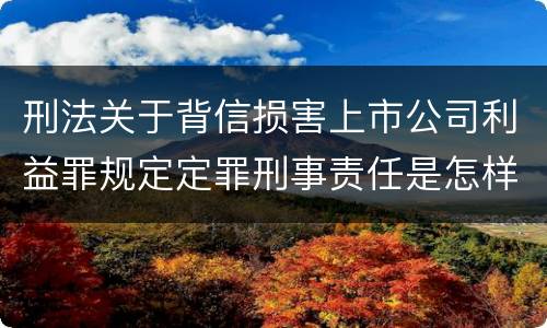 刑法关于背信损害上市公司利益罪规定定罪刑事责任是怎样