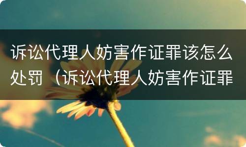 诉讼代理人妨害作证罪该怎么处罚（诉讼代理人妨害作证罪该怎么处罚对方）