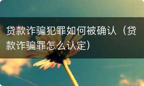 贷款诈骗犯罪如何被确认（贷款诈骗罪怎么认定）