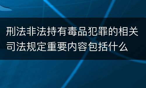 刑法非法持有毒品犯罪的相关司法规定重要内容包括什么